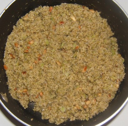 quinoa with broccoli and pine nuts