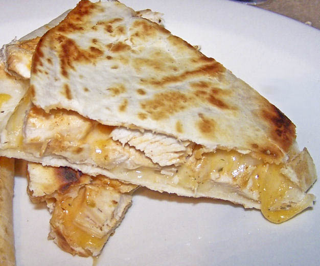 quesadillas with left-over meat/chicken (awesome sauce)