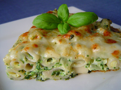 pasta, spinach and three-cheese frittata