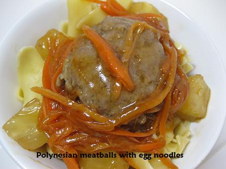 polynesian meatballs with egg noodles