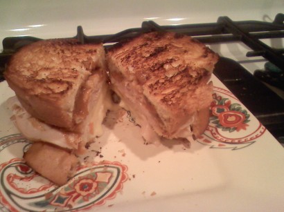 turkey apple brie panini with an apple butter spread
