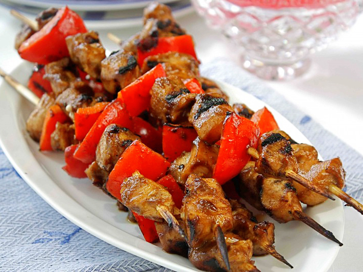 chicken kebabs with pomegranate-spice marinade