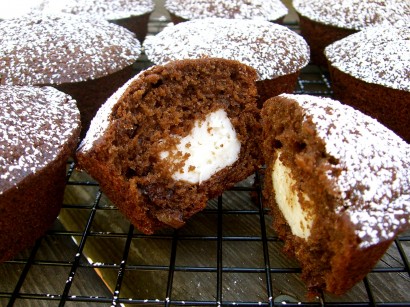 Double chocolate cream cheese filled muffins