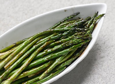 Roasted asparagus with balsamic brown butter sauce
