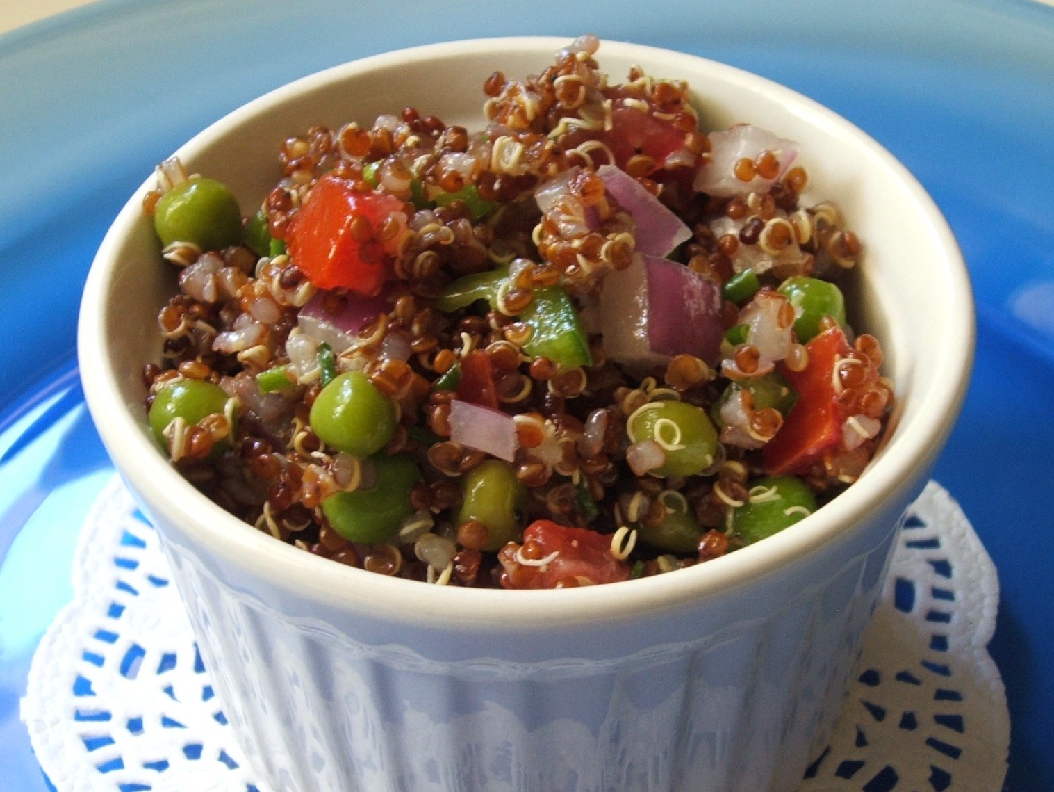 red quinoa salad with lemon vinaigrette