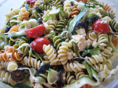 Zucchini ribbon  and spiral pasta salad