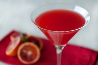 basil infused blood orange cocktail