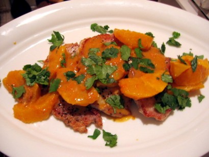 pork chops in an orange-cumin sauce