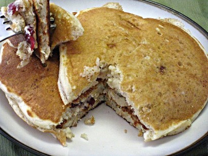 Cranberry white chocolate chip and oatmeal pancakes