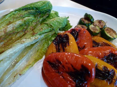 grilled romaine with grilled veggies
