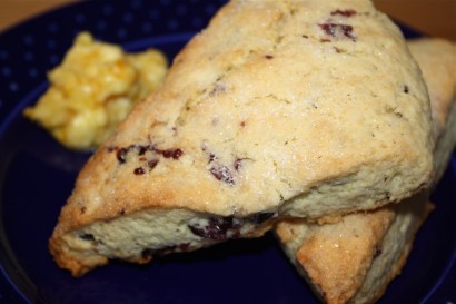 soft, buttery blueberry scones and orange honey butter