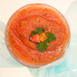 chilled caribbean red papaya and watermelon soup