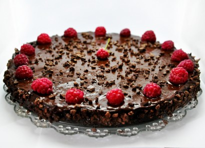 raw vegan chocolate and raspberry birthday cake