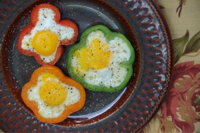 Flower Power Eggs in Pepper Rings  Tasty Kitchen: A Happy Recipe