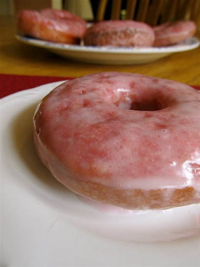 strawberry glazed doughnuts