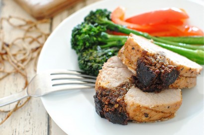 roasted pork tenderloin with a fig, prosciutto and sage butter stuffing