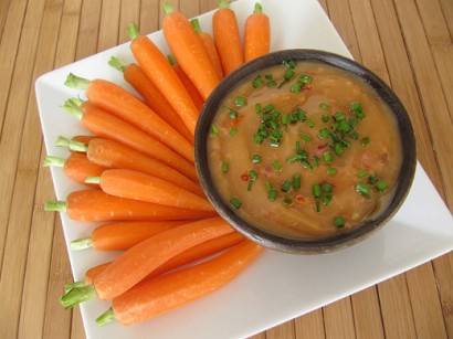 smooth and creamy carrot dip with tahini