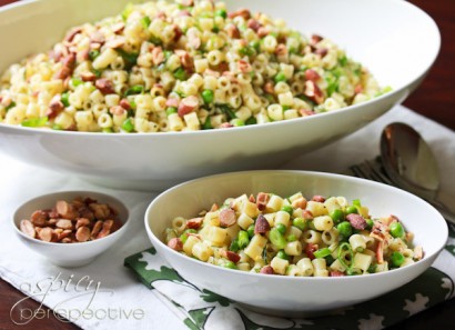 Pasta with peas dill and smoked almonds