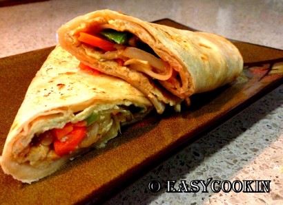 spicy kathi roll (chicken-egg roll)