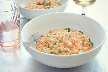 roasted red pepper risotto with spinach