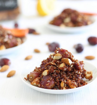 Lemon quinoa with roasted grapes & almonds