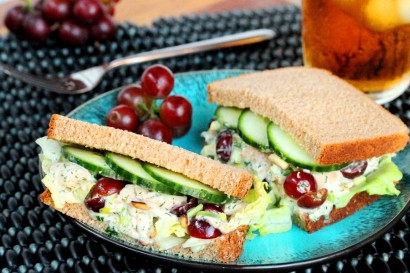 dill and toasted almond chicken salad with grapes