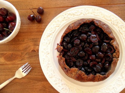 Free-form cherry pie with hazelnut crust