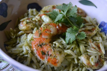 grilled shrimp with chimichurri orzo