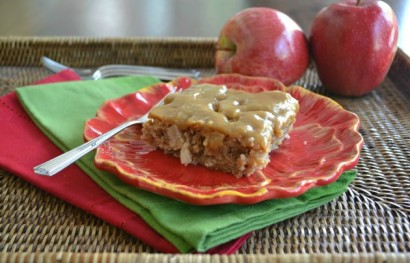 caramel apple cake  with salted caramel topping