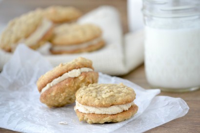 Oatmeal whoopie pies with brown butter-maple frosting