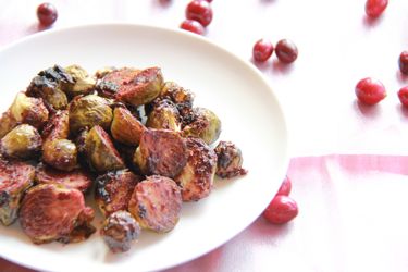 roasted sprouts with cranberry glaze