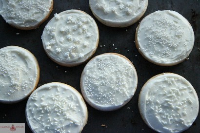 almond poppy seed cookies with almond frosting