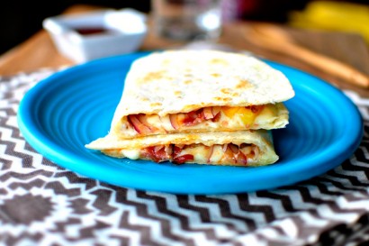 barbecue bacon and pineapple quesadillas