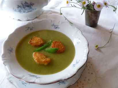 kitchen garden soup with little bread soufflés – a recipe by stephanie alexander