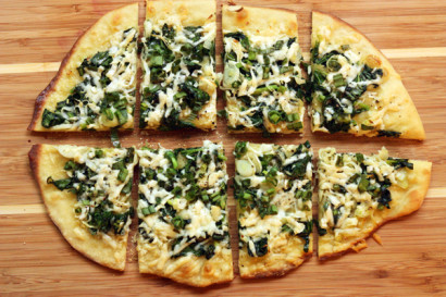 spring greens flatbread pizza