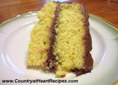 Moist butter cake with chocolate frosting