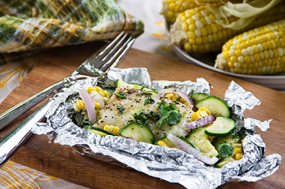 summer grilled coconut-lime white fish packets