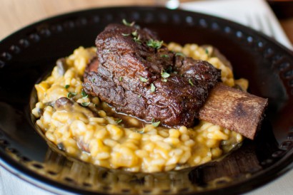 pumpkin risotto with coffee & chocolate stout-glazed short ribs