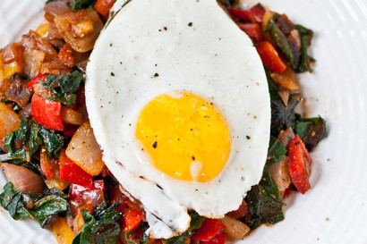 Bell Pepper and Swiss Chard Hash with Fried Egg | Tasty Kitchen: A ...
