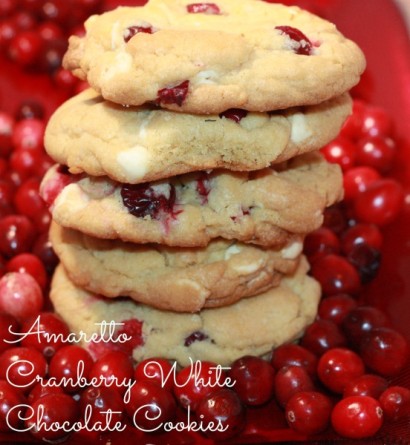 Amaretto cookies with white chocolate chips