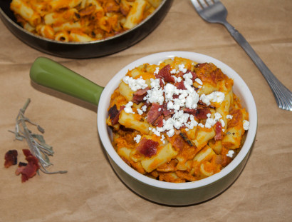 Maple Bacon Pumpkin Pasta With Goat Cheese Tasty Kitchen A Happy Recipe Community