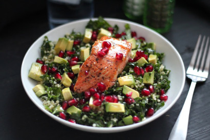 superfood  salad with pan-seared salmon