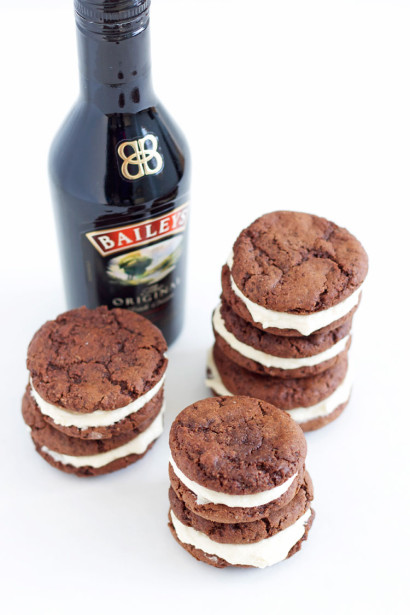fudgy chocolate kahlua cookies with bailey’s buttercream