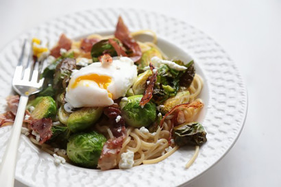 roasted brussels sprouts and prosciutto pasta