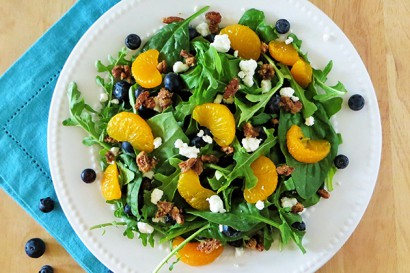 blueberry-orange salad with spiced pecans