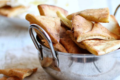 homemade za’atar pita chips and quick labneh dip