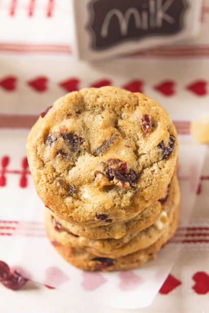 cranberry and ginger white chocolate chip cookies
