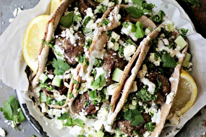 grilled lamb meatball gyros