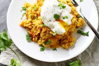 spiced lentils with poached eggs