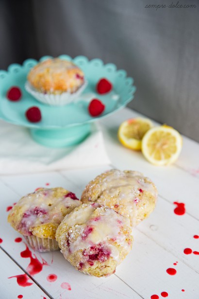 lemon, raspberry and white chocolate muffins